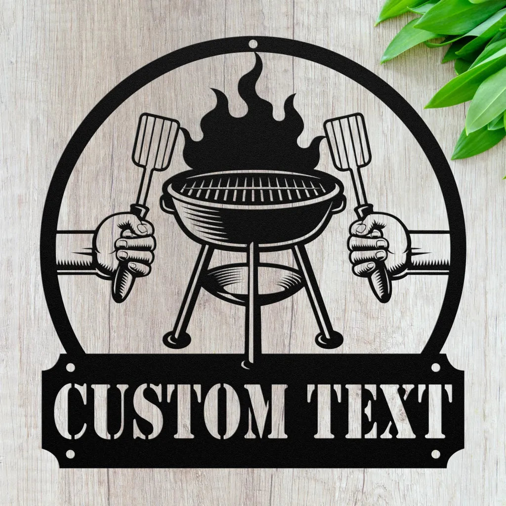 Grill Master BBQ Sign Custom Name BBQ Sign Grilling Gifts Fire Pit