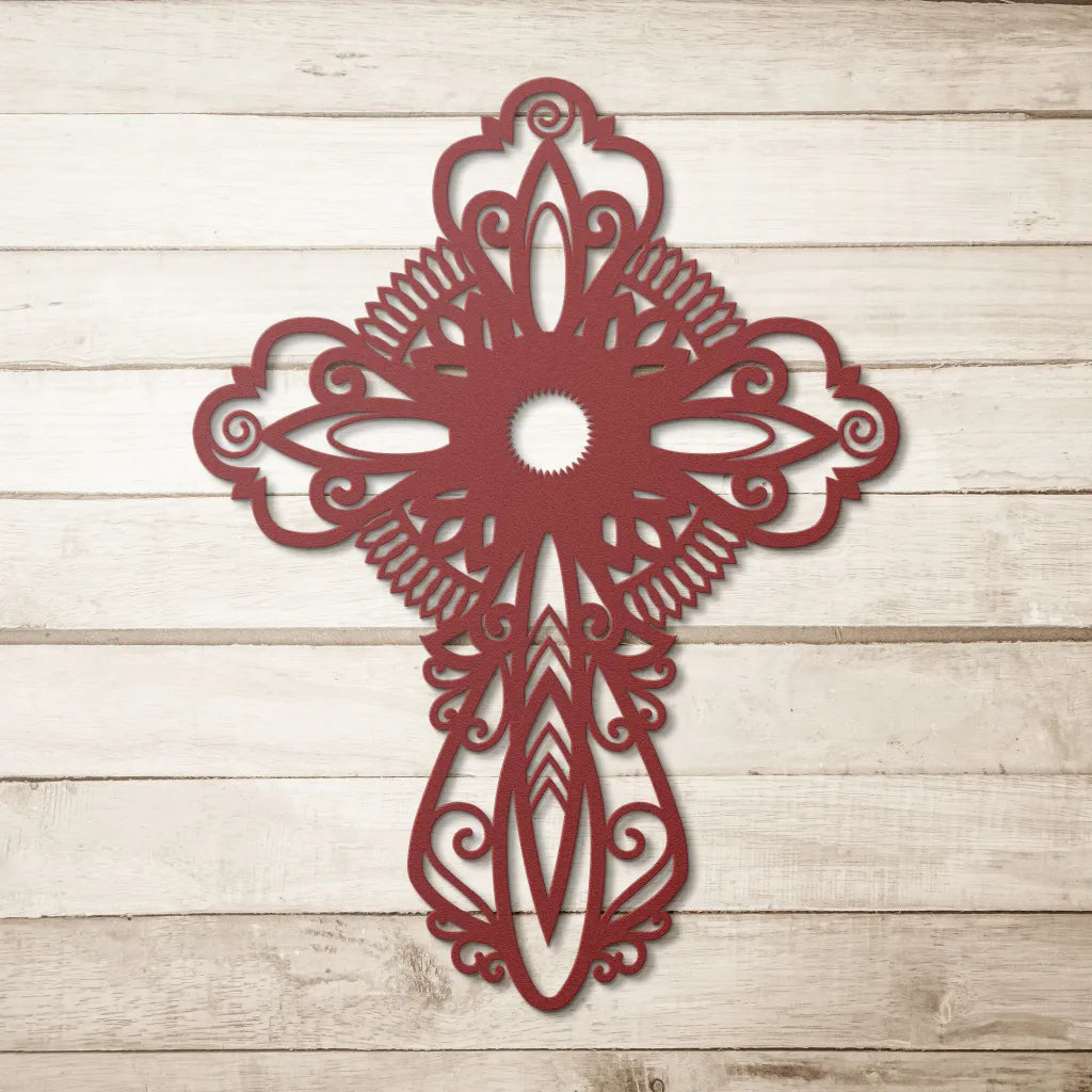 Catholic Metal Wall Art | Christian Cross Metal Door Sign -