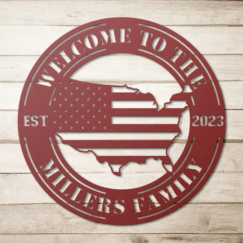 Custom American Flag Metal Sign - Personalized United States