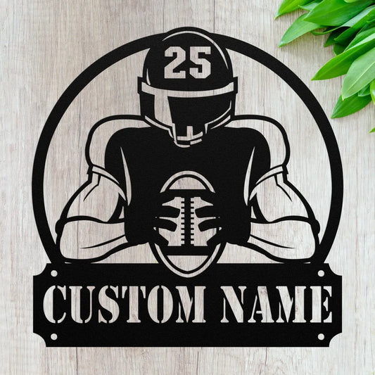 Custom American Football Metal Wall Art - Personalized Gifts