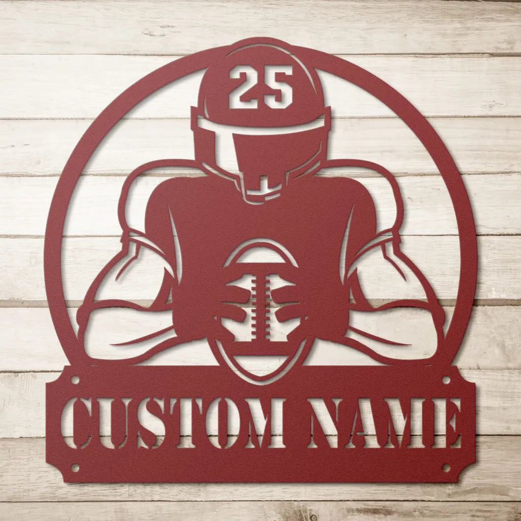 Custom American Football Metal Wall Art - Personalized Gifts