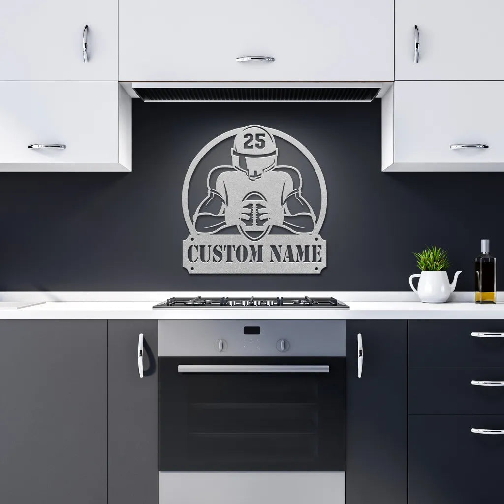 Custom American Football Metal Wall Art - Personalized Gifts