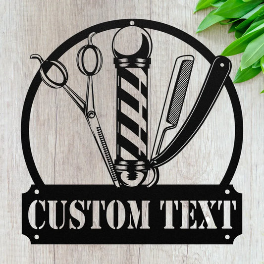 Custom Barber Shop Metal Sign - Personalized Hairstylist