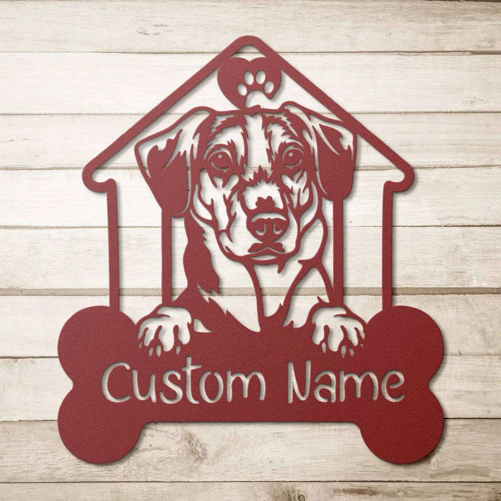 Custom Beagle Metal Art - Personalized Dog Name Address Sign