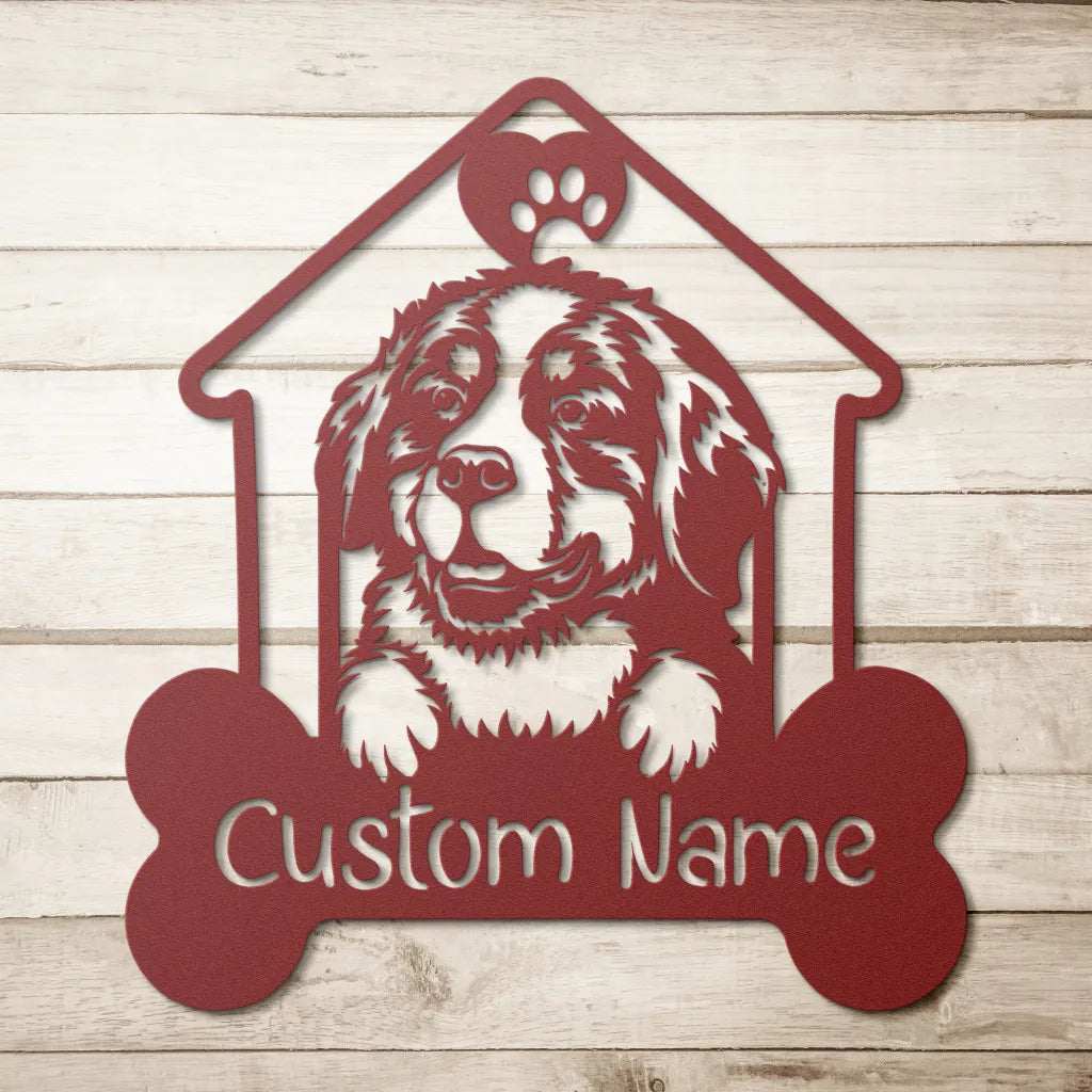 Custom Bernese Mountain Metal Art - Personalized Dog Name