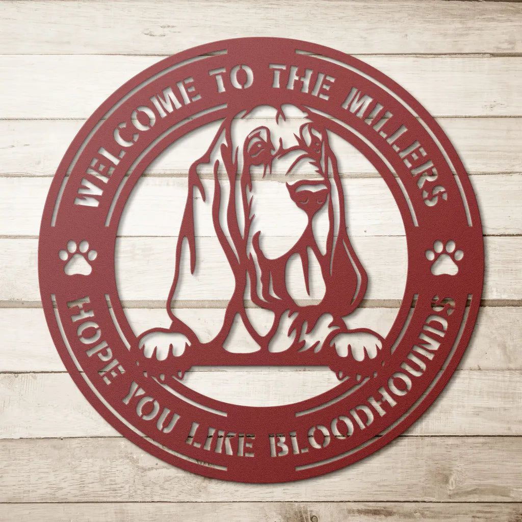 Custom Bloodhound Metal Art -Bloodhounds Gifts - Dog Sign