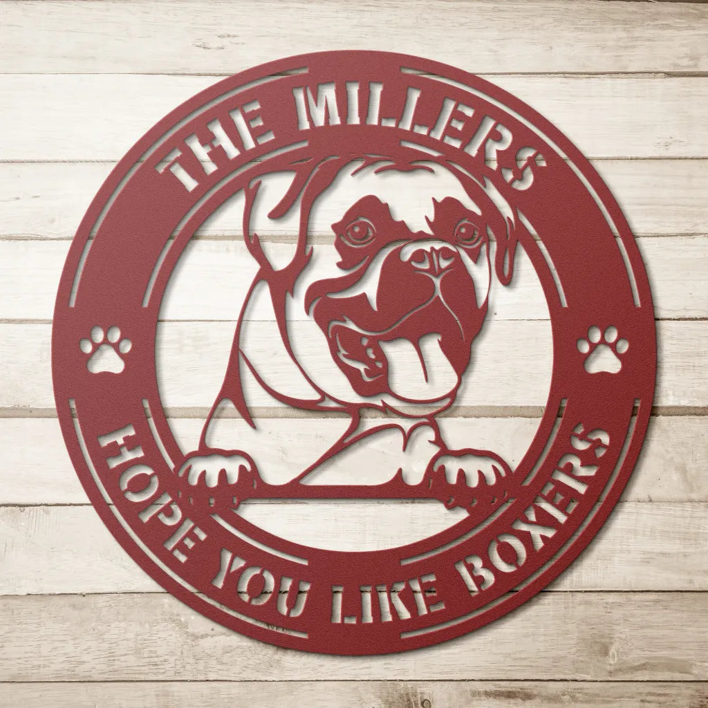 Custom Boxer Dog Metal Sign - Dogs Welcome Signs For Outdoor