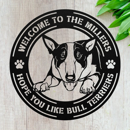 Custom Bull Terrier Metal Signs - Dog Sign For Front Door -