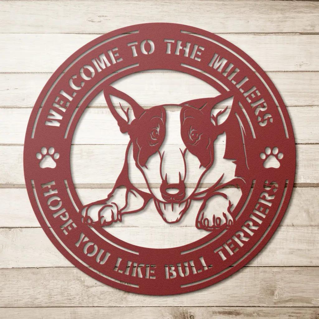 Custom Bull Terrier Metal Signs - Dog Sign For Front Door -