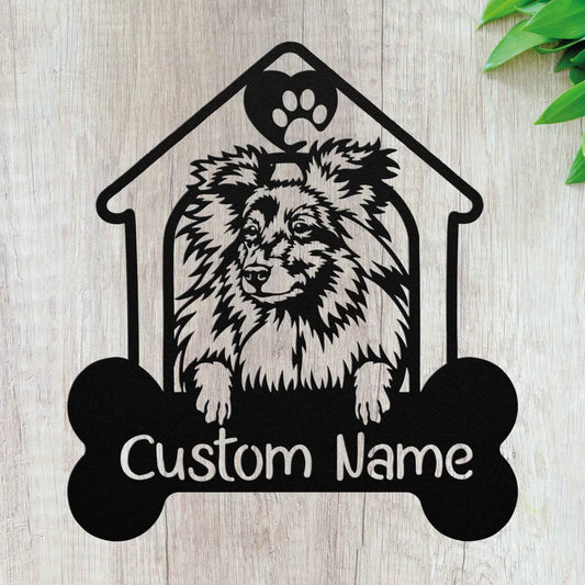 Custom Collie Rough Metal Art - Personalized Dog Name