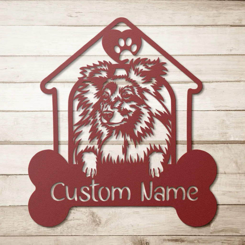 Custom Collie Rough Metal Art - Personalized Dog Name