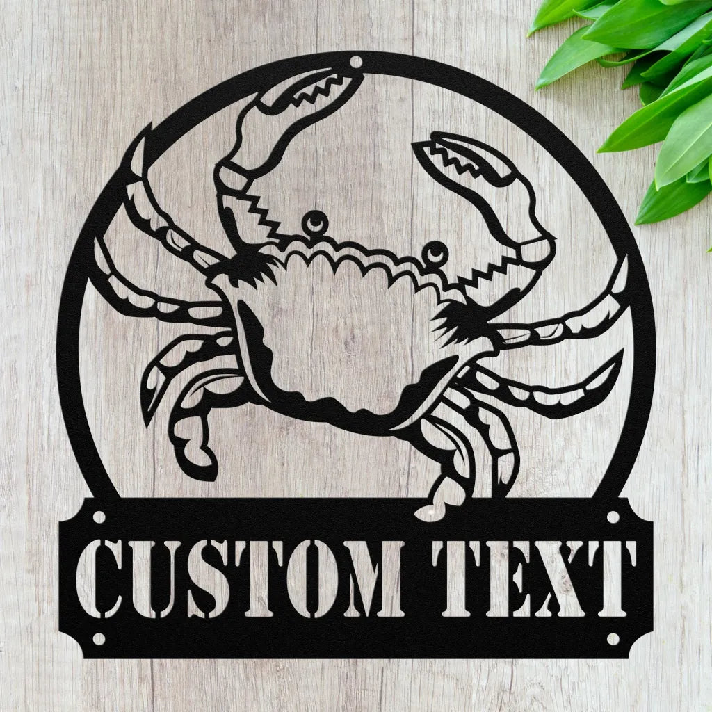 Custom Crab Metal Wall Art - Personalized Crab Door Sign -