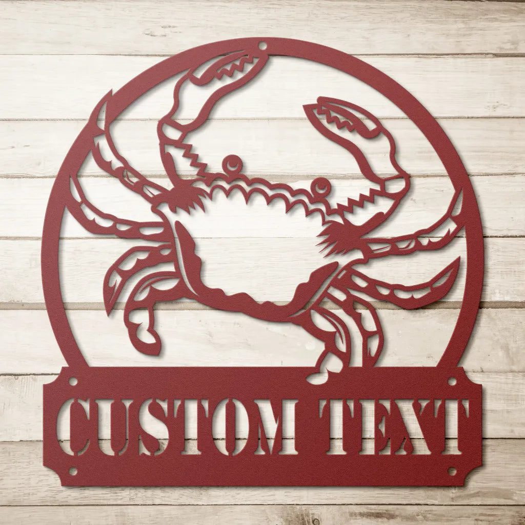 Custom Crab Metal Wall Art - Personalized Crab Door Sign -