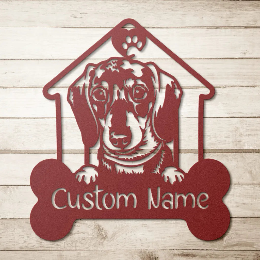 Custom Dachshund Metal Art - Personalized Dog Name Welcome