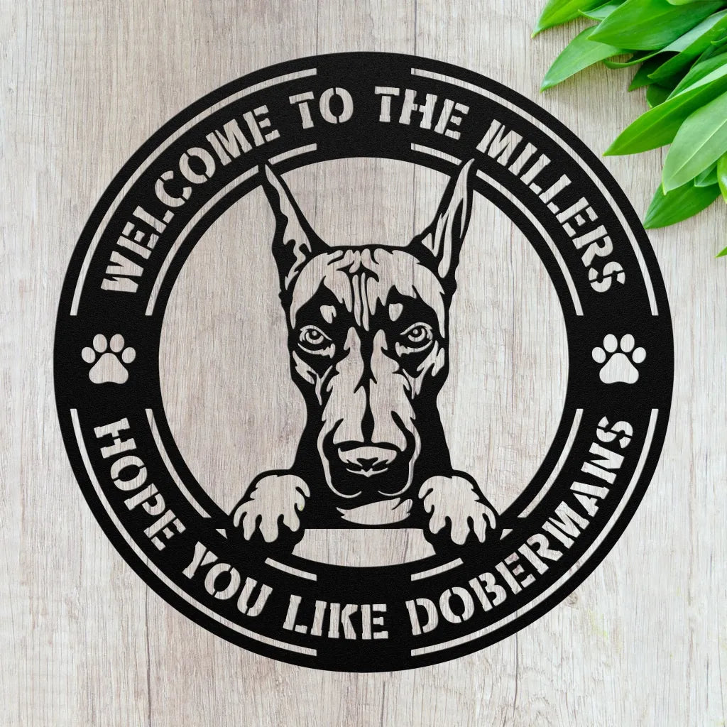 Custom Doberman Metal Wall Art - Personalized Funny Dog