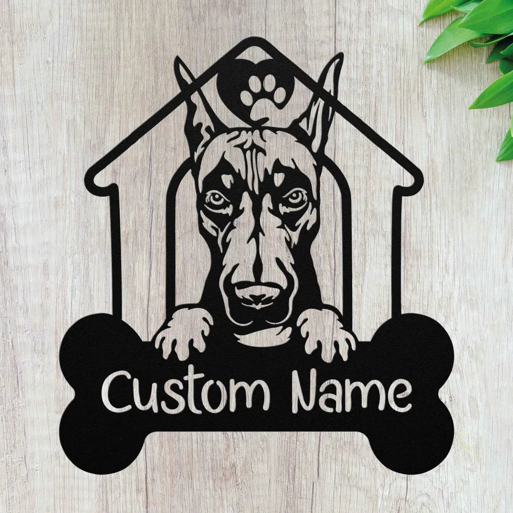 Custom Doberman Pinscher Metal Art - Personalized Dogs Signs