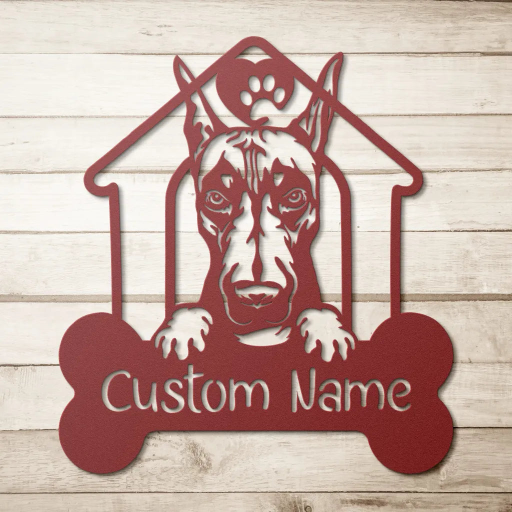 Custom Doberman Pinscher Metal Art - Personalized Dogs Signs