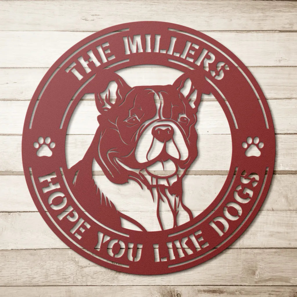 Custom English Bulldog Metal Sign - Personalized Dog Gift -