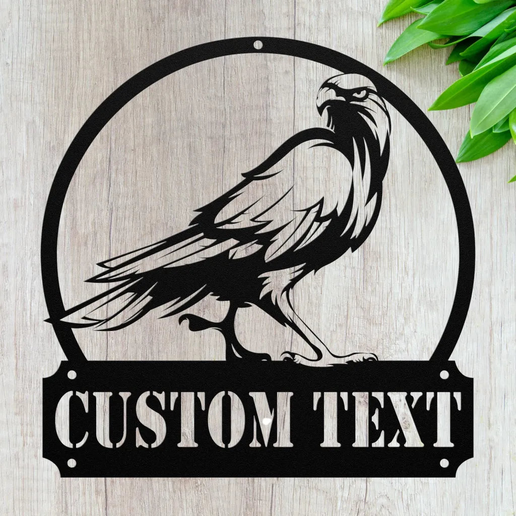 Custom Falcon Metal Wall Art - Personalized Hawk Sign -