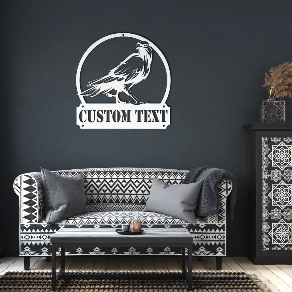 Custom Falcon Metal Wall Art - Personalized Hawk Sign -