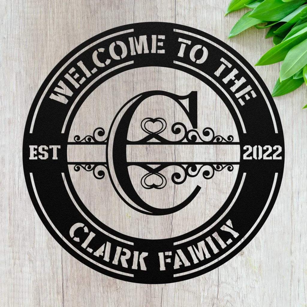 Custom Family Name Initial C Sign - Personalized Letters