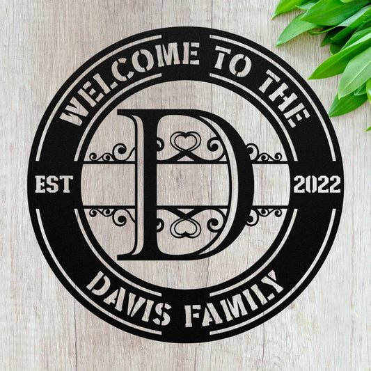 Custom Family Name Initial D Sign - Personalized Letter