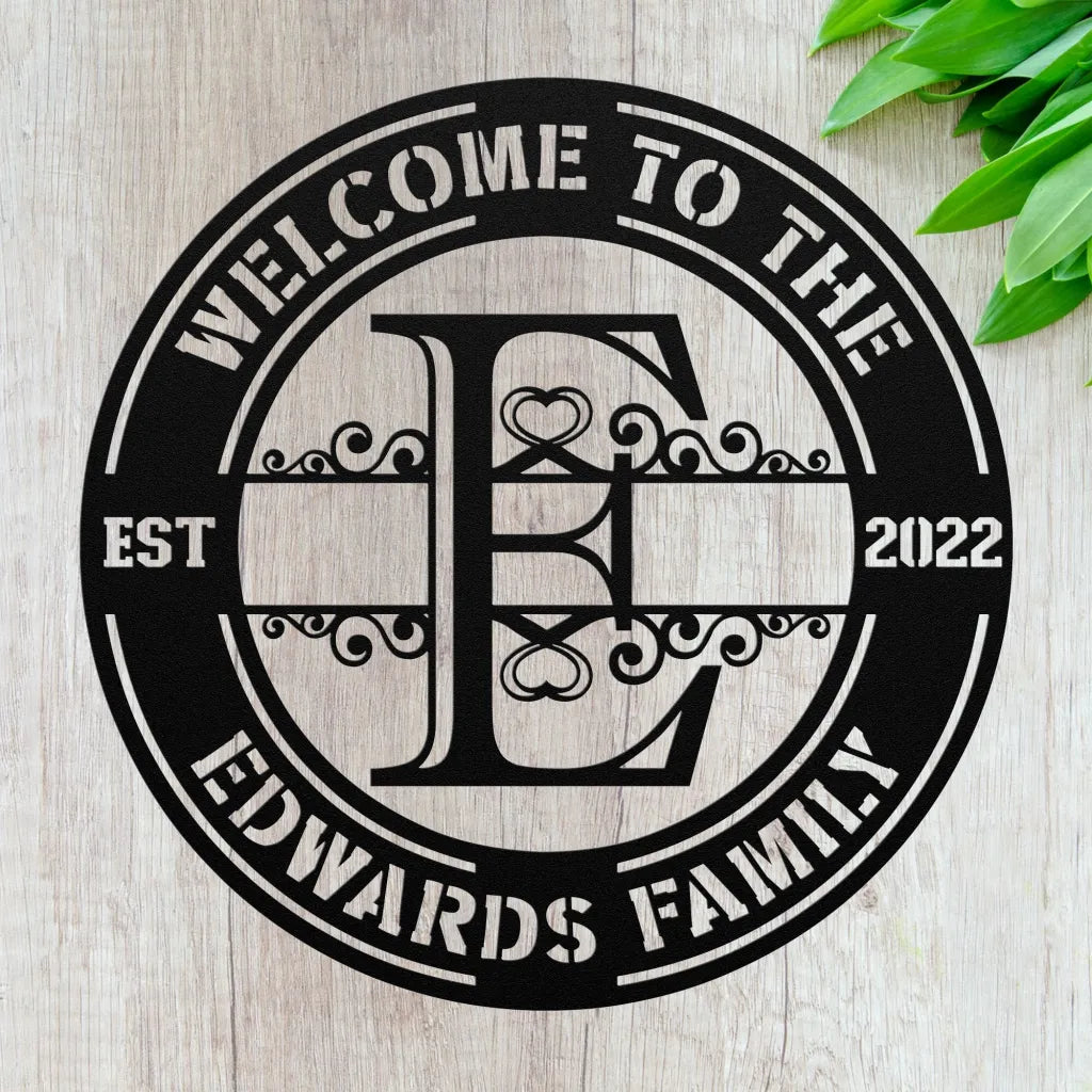 Custom Family Name Initial E Sign - Personalized Letter E