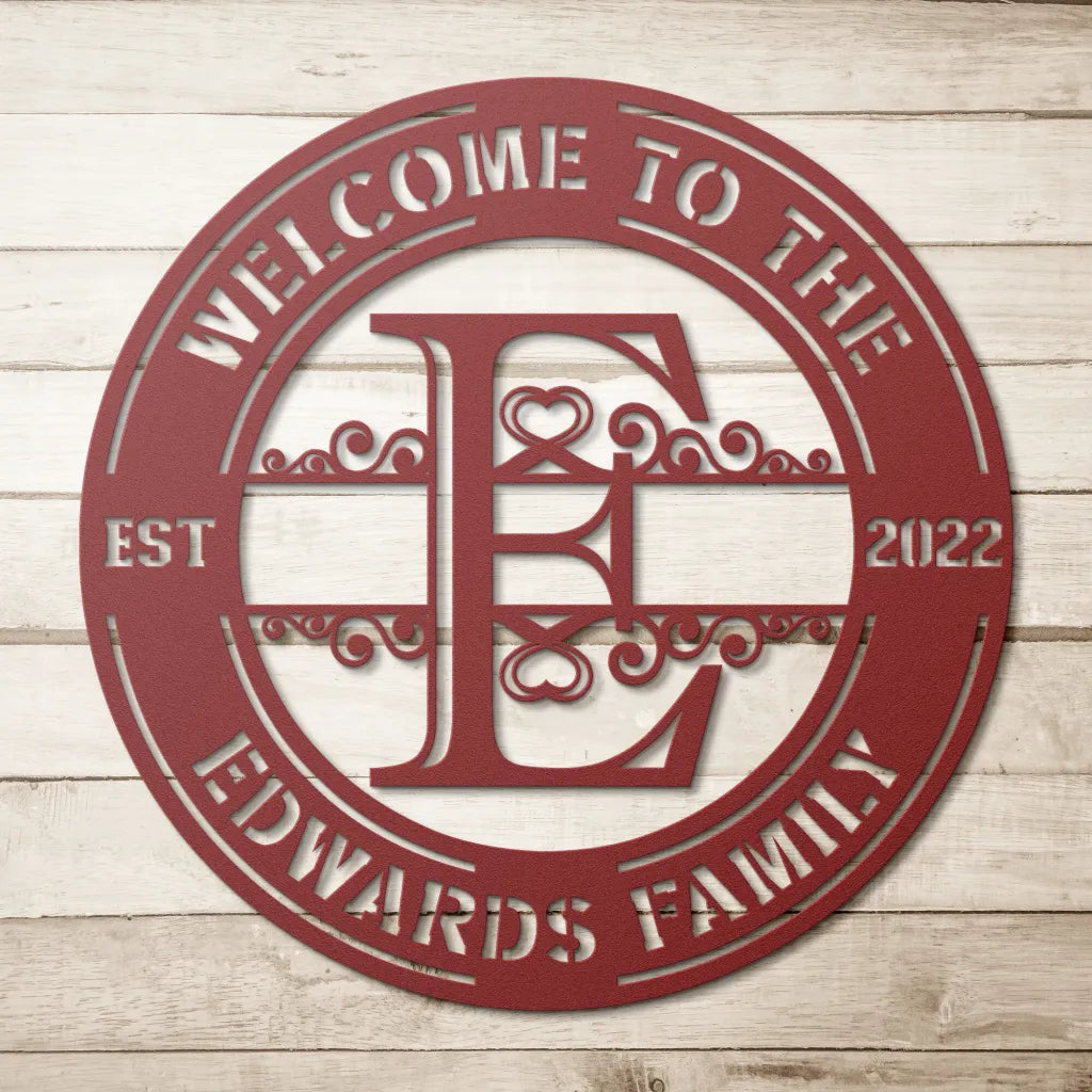 Custom Family Name Initial E Sign - Personalized Letter E