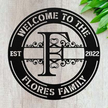 Custom Family Name Initial F Sign - Personalized Letters