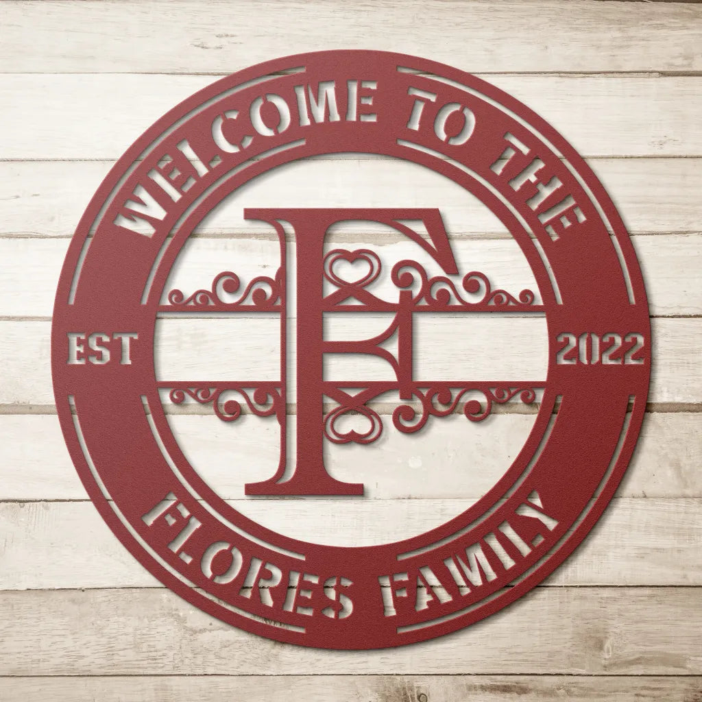 Custom Family Name Initial F Sign - Personalized Letters