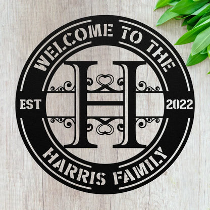 Custom Family Name Initial H Sign - Personalized Letter