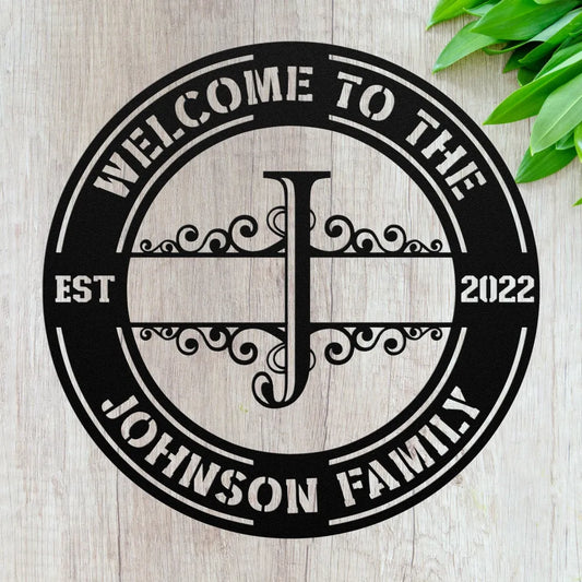 Custom Family Name Initial J Sign - Personalized Letter