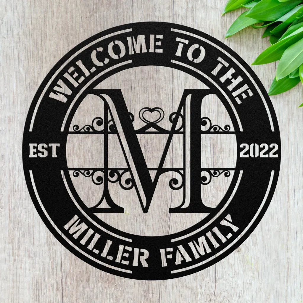 Custom Family Name Initial M Sign - Personalized Letters