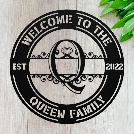 Custom Family Name Initial Q Sign - Personalized Letter