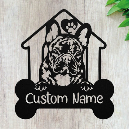 Custom French Bulldog Metal Art - Personalized Dog Name