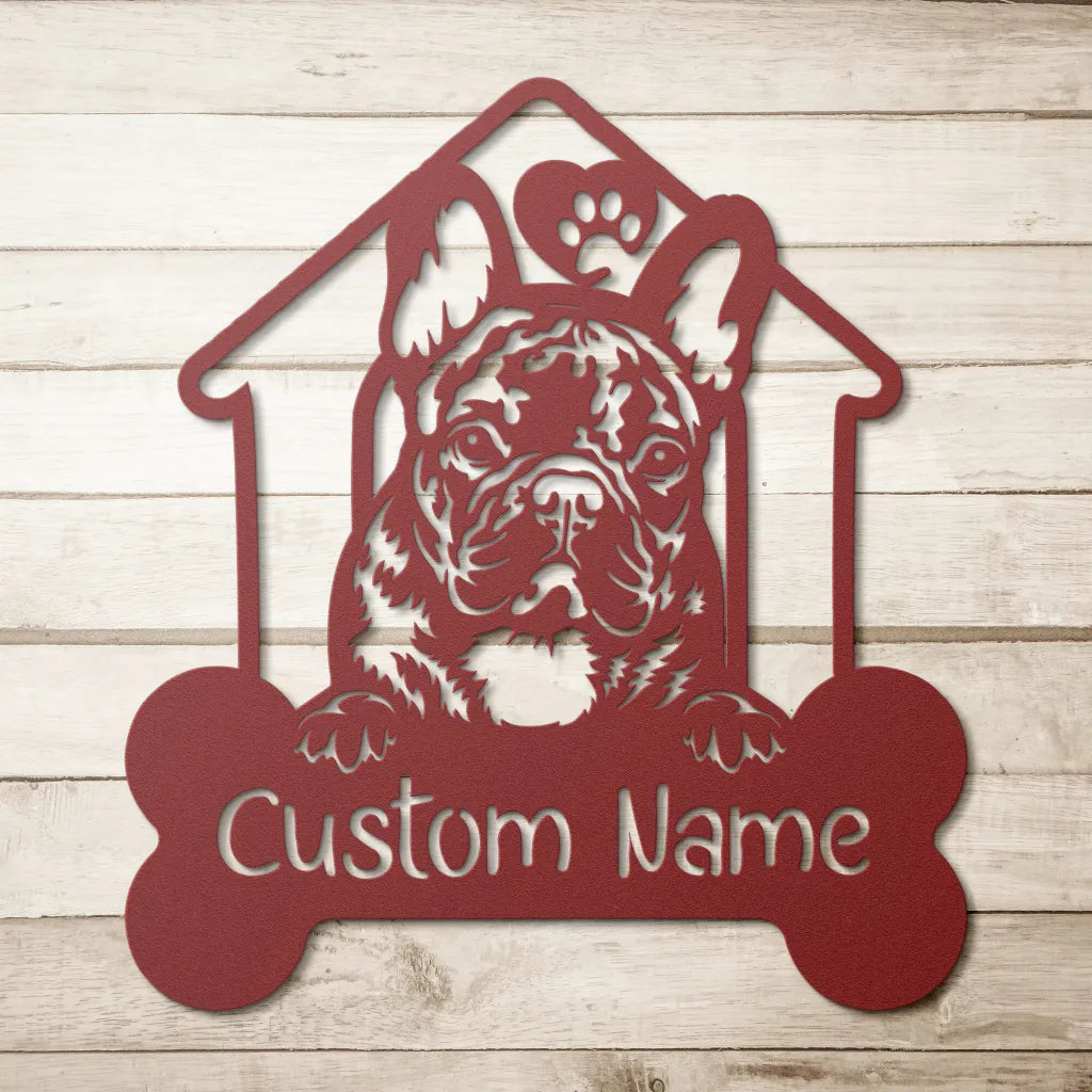 Custom French Bulldog Metal Art - Personalized Dog Name