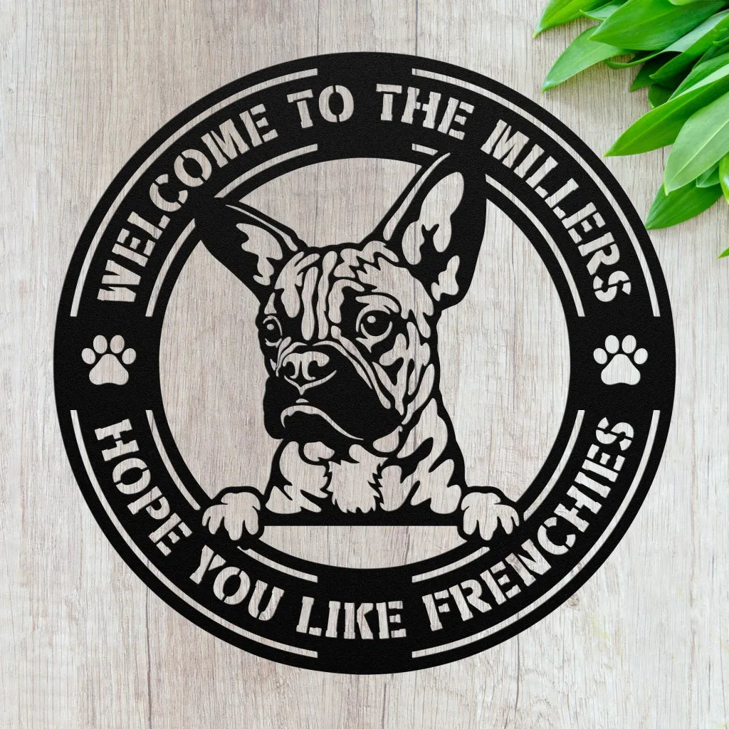 Custom French Bulldog Metal Wall Art - Personalized Dog Sign