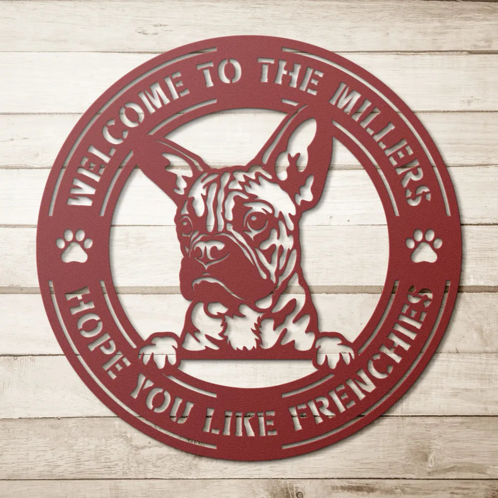 Custom French Bulldog Metal Wall Art - Personalized Dog Sign