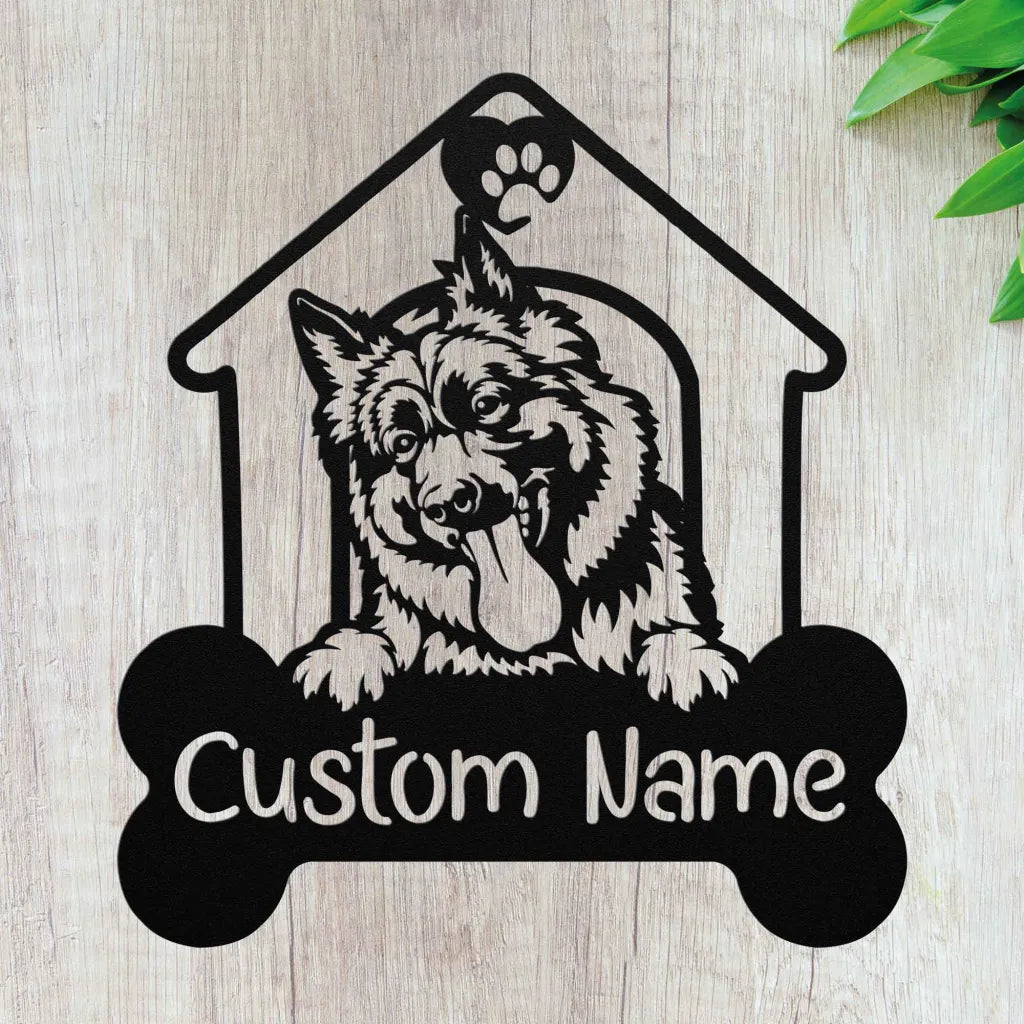 Custom German Shepherd Metal Art - Personalized Dog Name