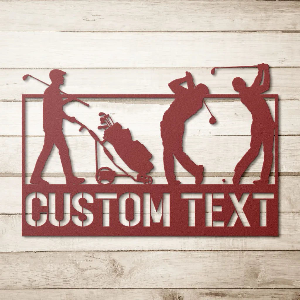 Custom Golfer Metal Sign Golf Player Gifts For Men - Red /