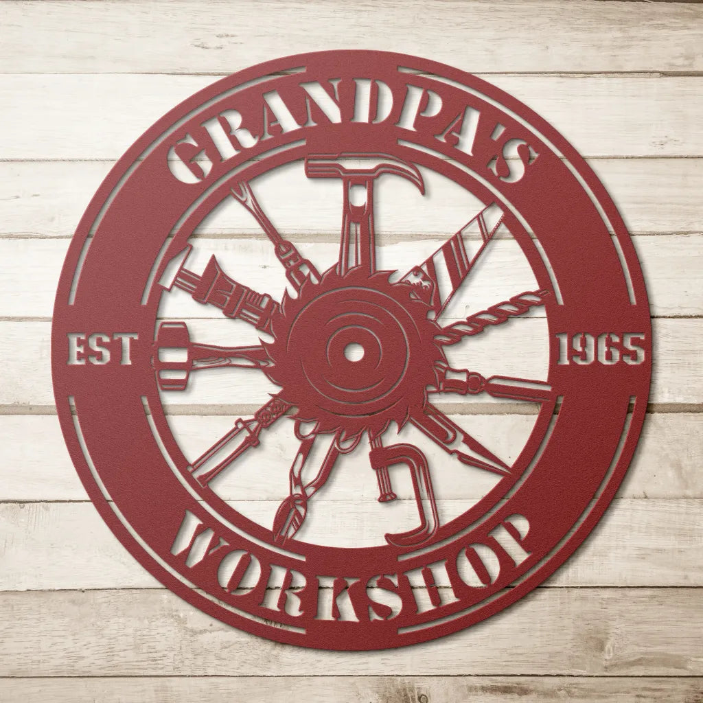 Custom Grandpa’s Workshop Metal Sign Personalized Garage