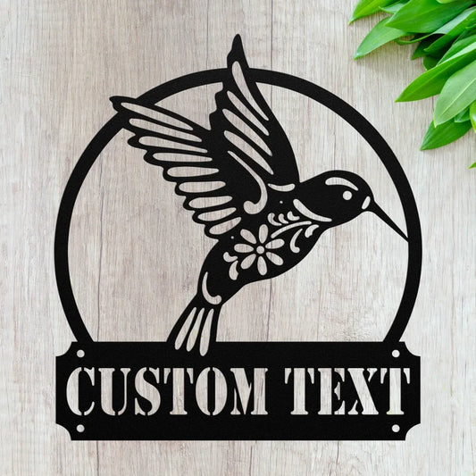 Custom Hummingbird Welcome Sign - Personalized Bird Metal