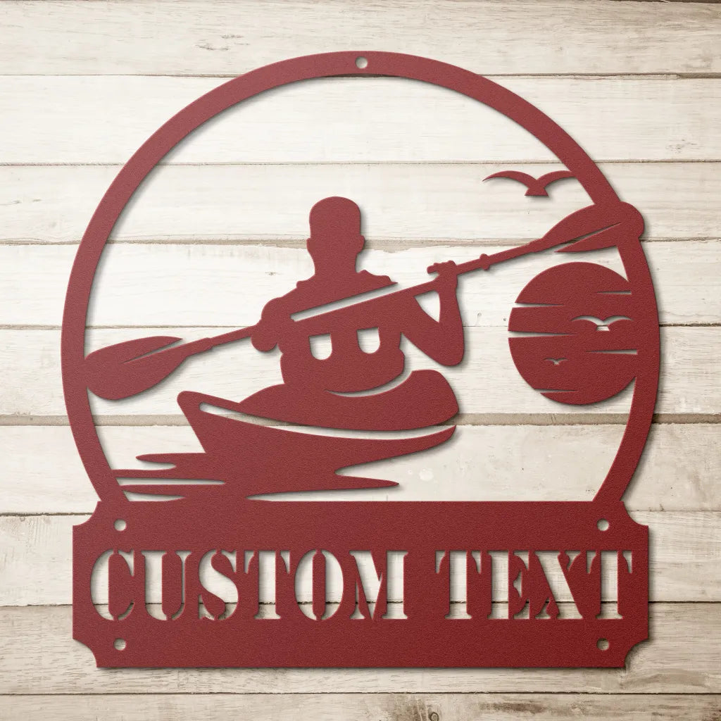 Custom Kayaking Metal Art - Personalized Kayak Sign - Red /