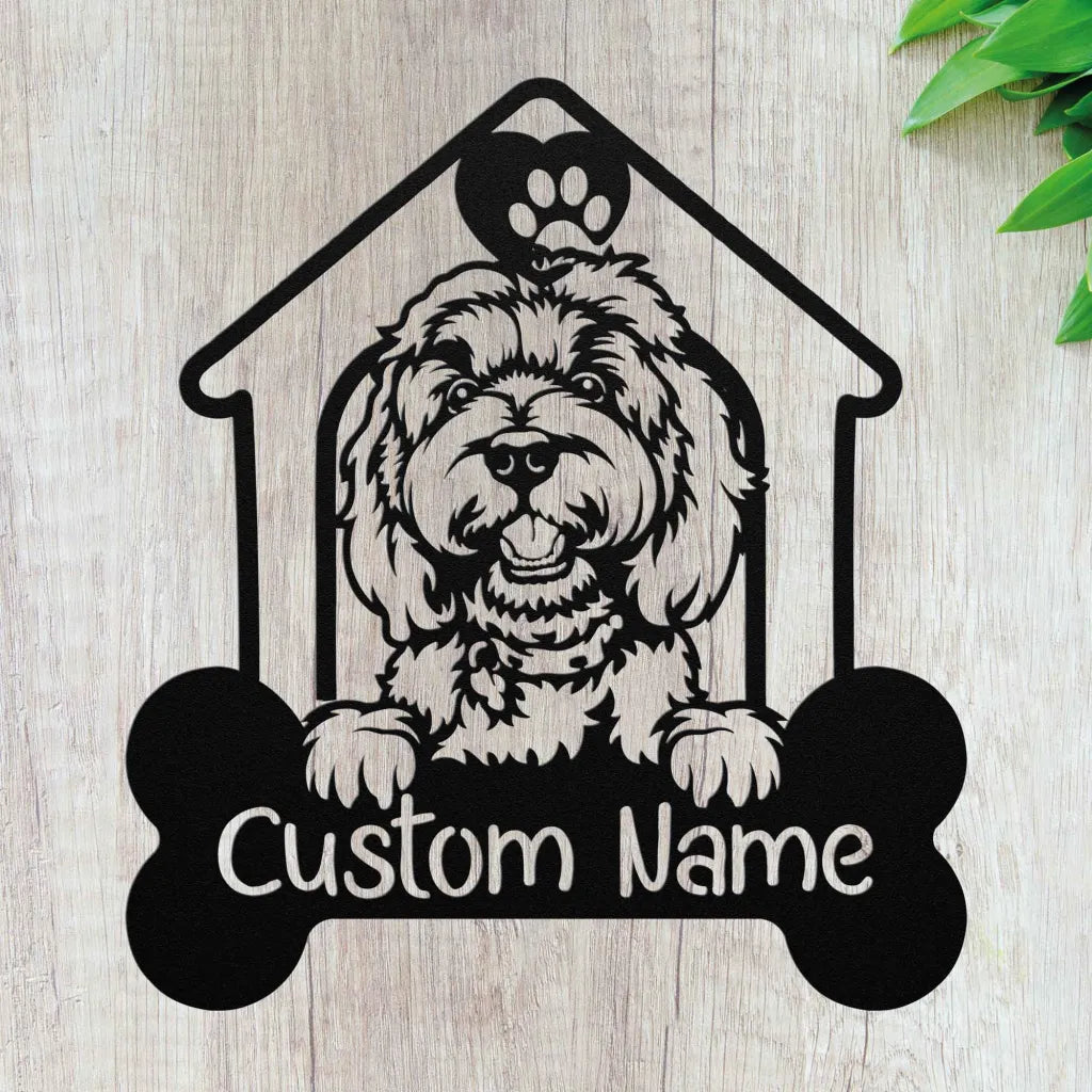 Custom Labradoodle Metal Art - Personalized Dog Name Welcome