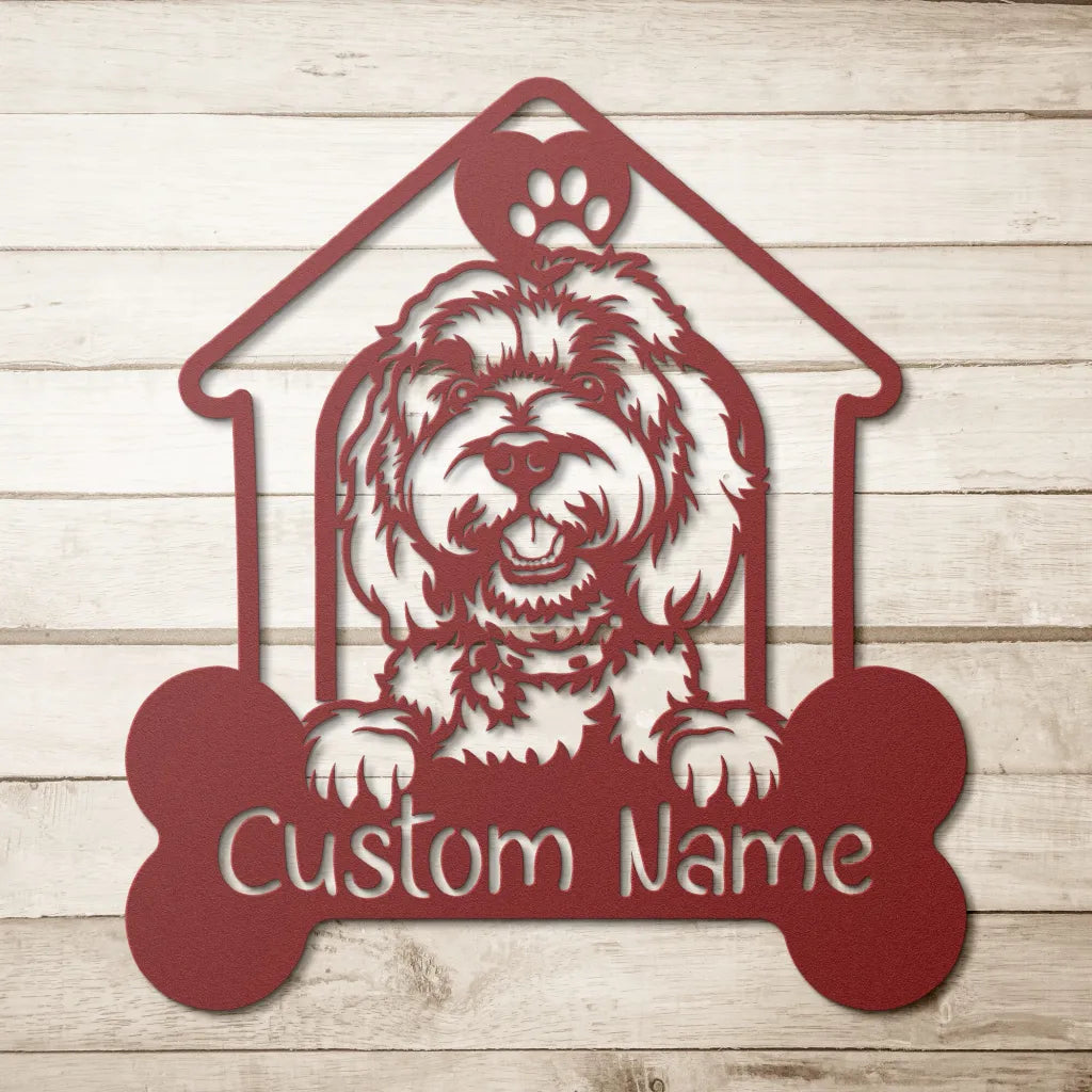 Custom Labradoodle Metal Art - Personalized Dog Name Welcome