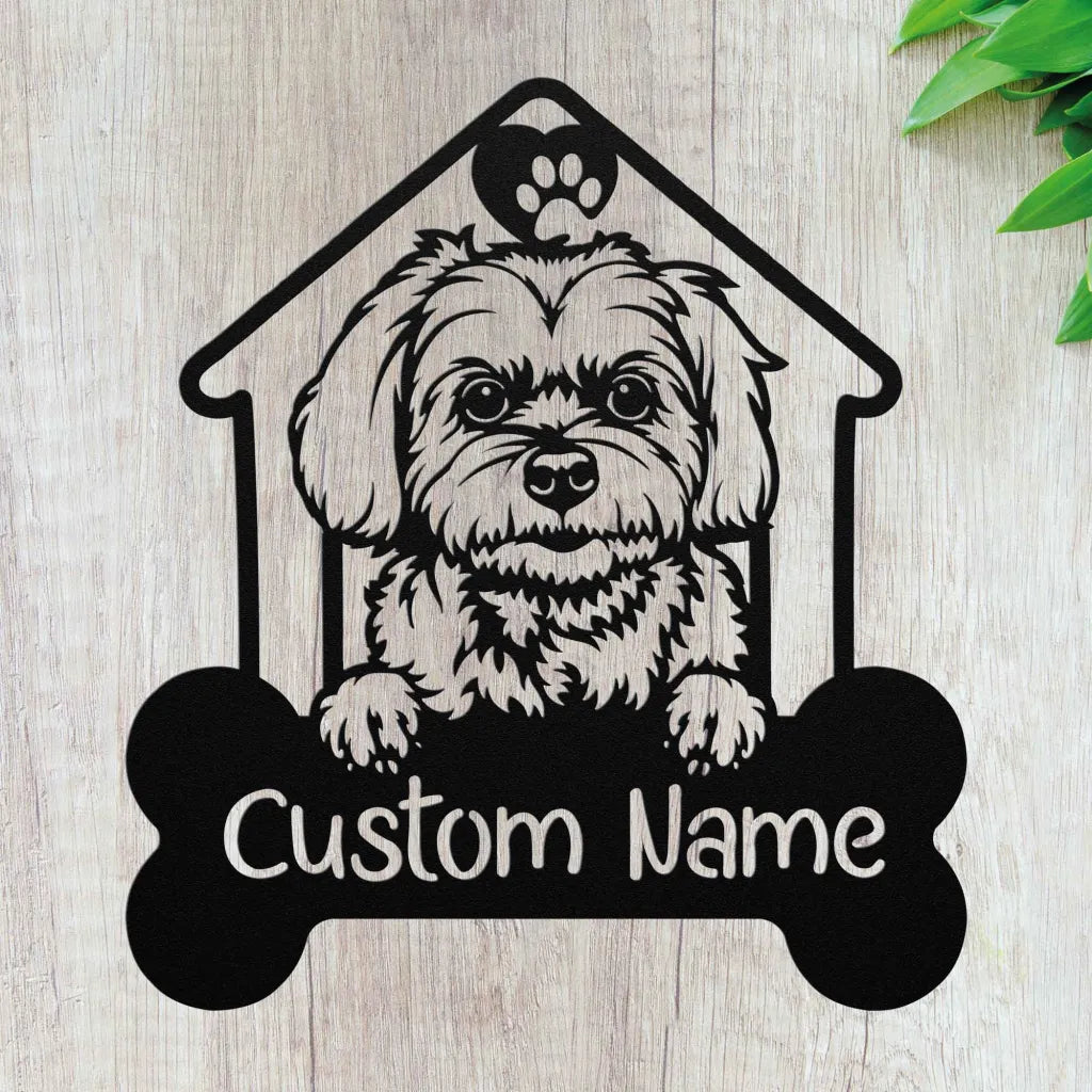 Custom Maltese Lapdog Metal Art - Personalized Dog Name Sign