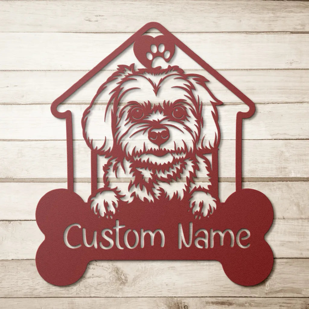 Custom Maltese Lapdog Metal Art - Personalized Dog Name Sign