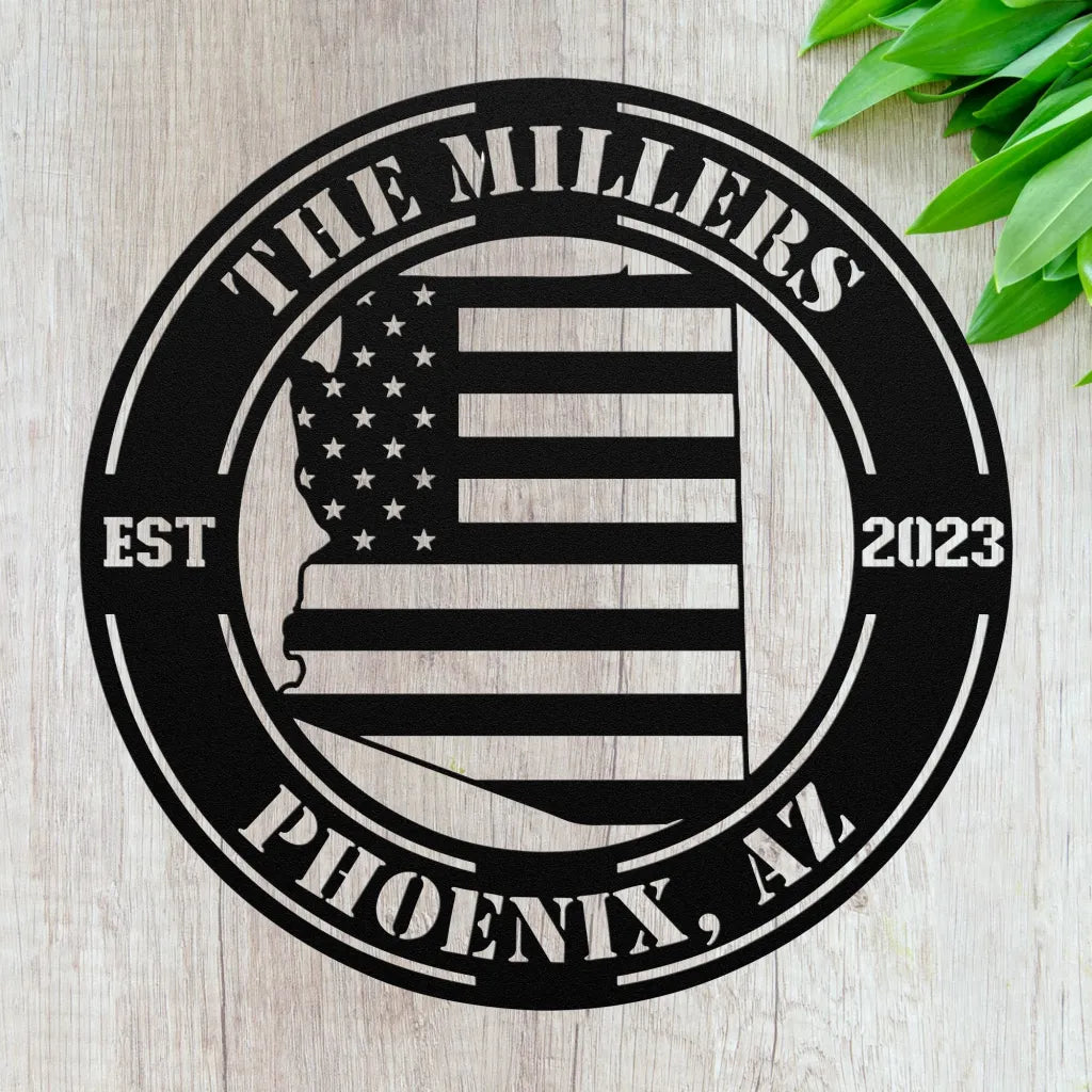 Custom Metal Arizona Sign - Personalized AZ State Wall Art