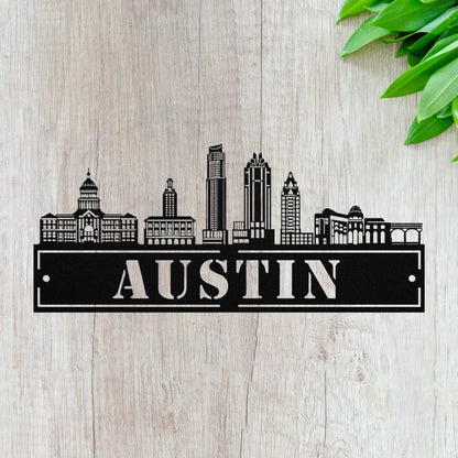 Custom Metal Austin Sign - Personalized City Skyline Wall