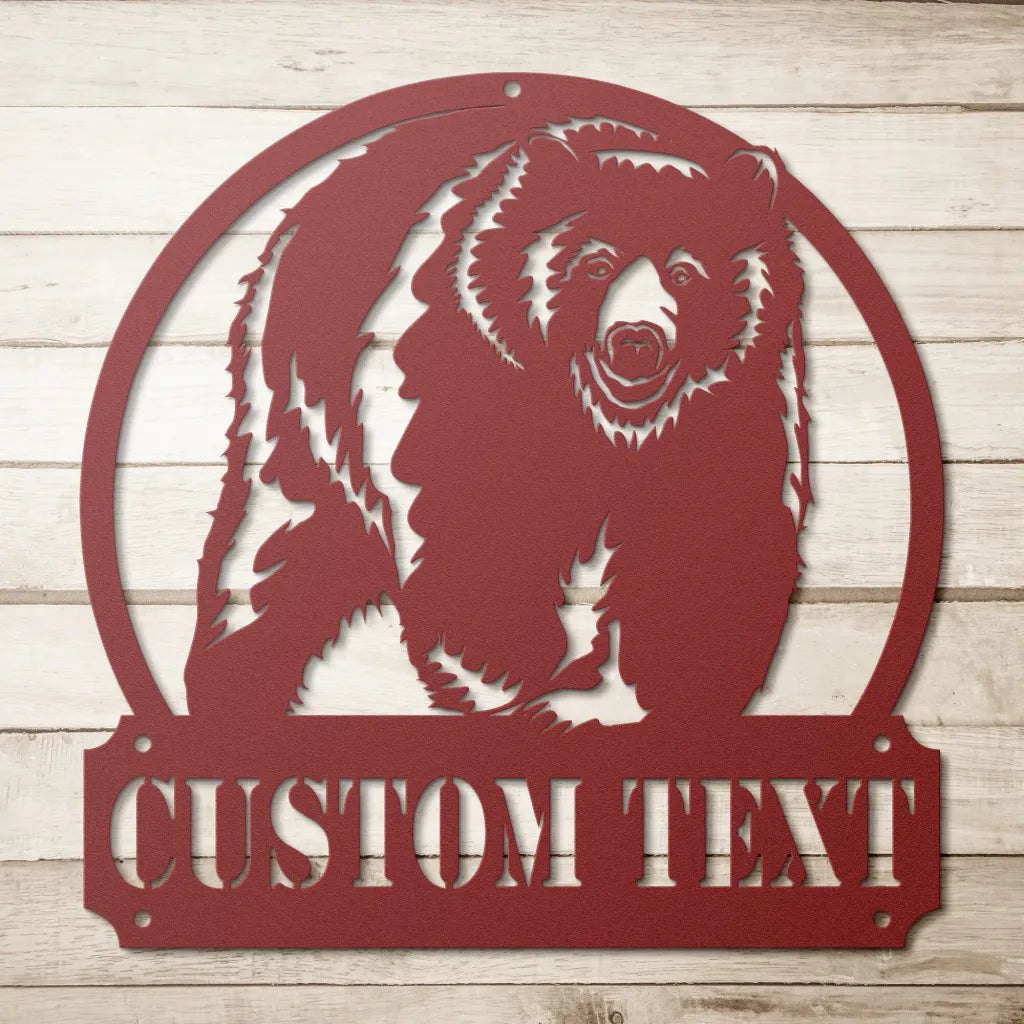 Custom Metal Bear Sign - Personalized Black Bear Metal Wall